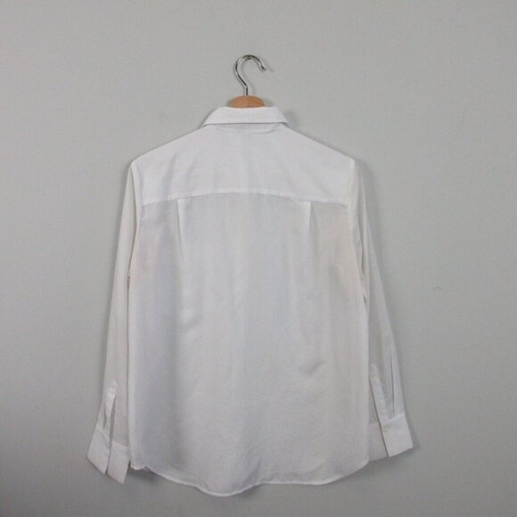 Club Monaco Button Front Blouse Womens M White Long Sleeve Pockets Casual 92 - Picture 2 of 9